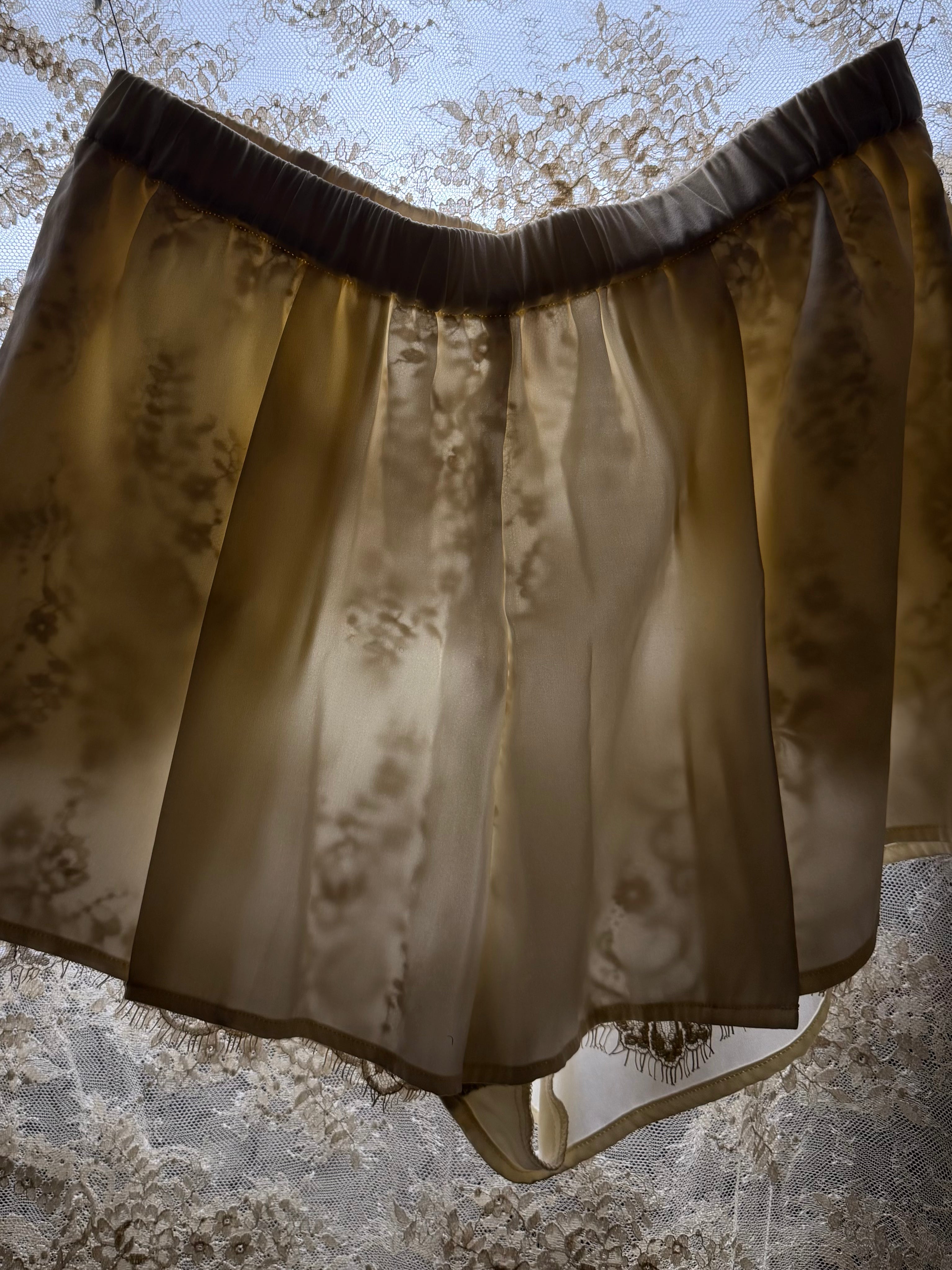 Silk Lingerie Shorts with "Peek-a-boo" Lace Insert